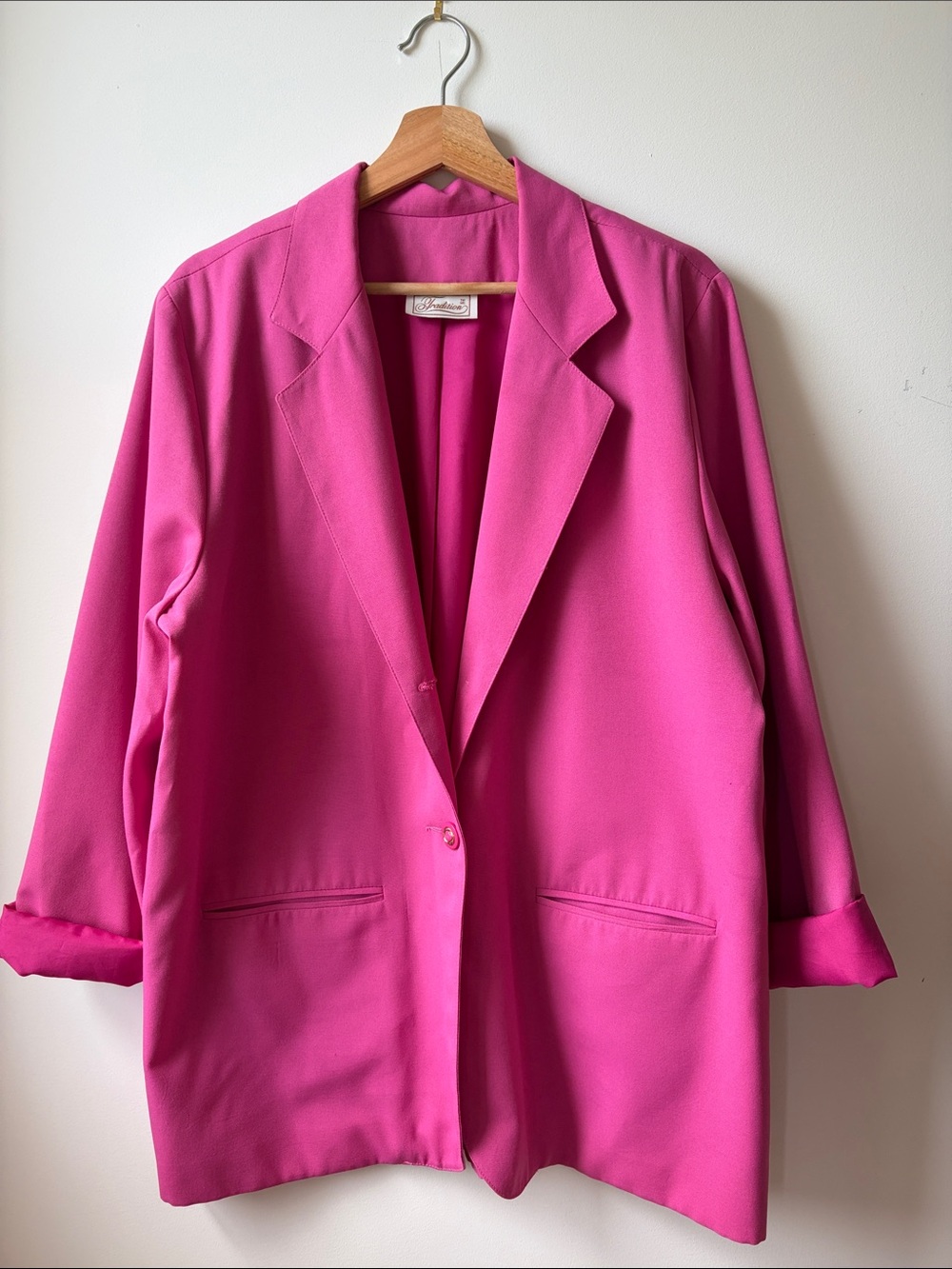 Vintage Hot Pink Relaxed Tailored Blazer